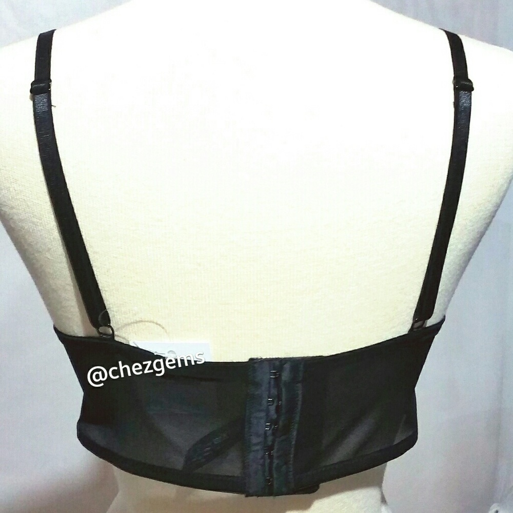 Black Velvet Plunge Crop Top Bralette M L New with Tags - Picture 4 of 7